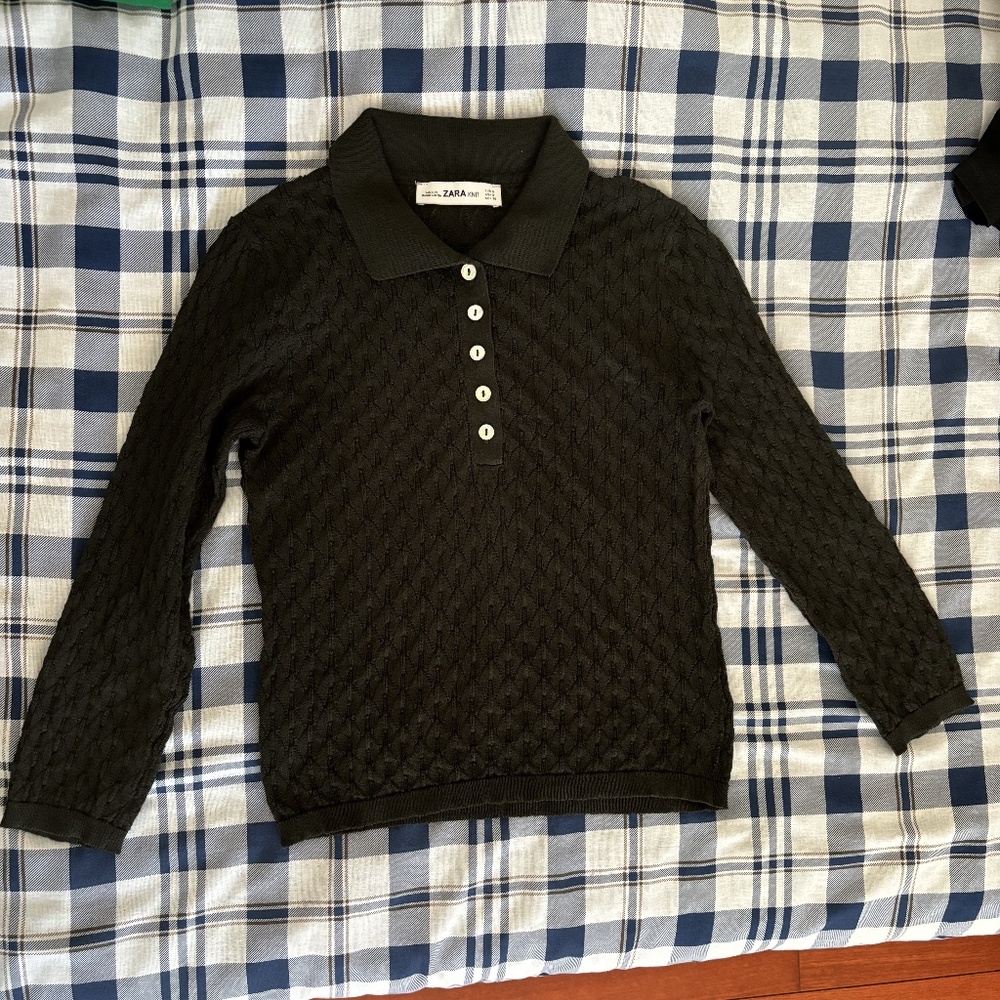 Zara Pointelle Knit Top